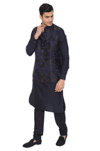 Manyavar MenS Silk Blend Kurta Chudidar (Jast141_Blue_Xl)