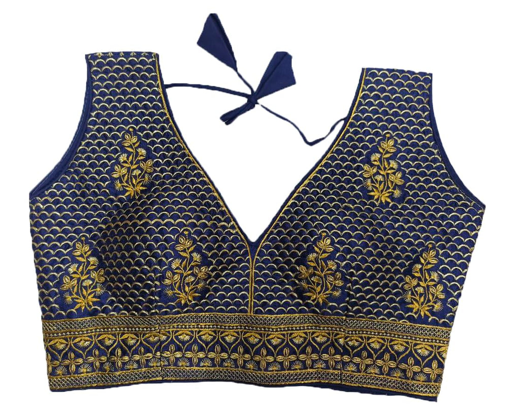 Pujia Mills WomenS Sequin Embroidered V Neck Sleeveless Readymade Saree Blouse Indian Ethnic Designer Stitched WomenS Readymad