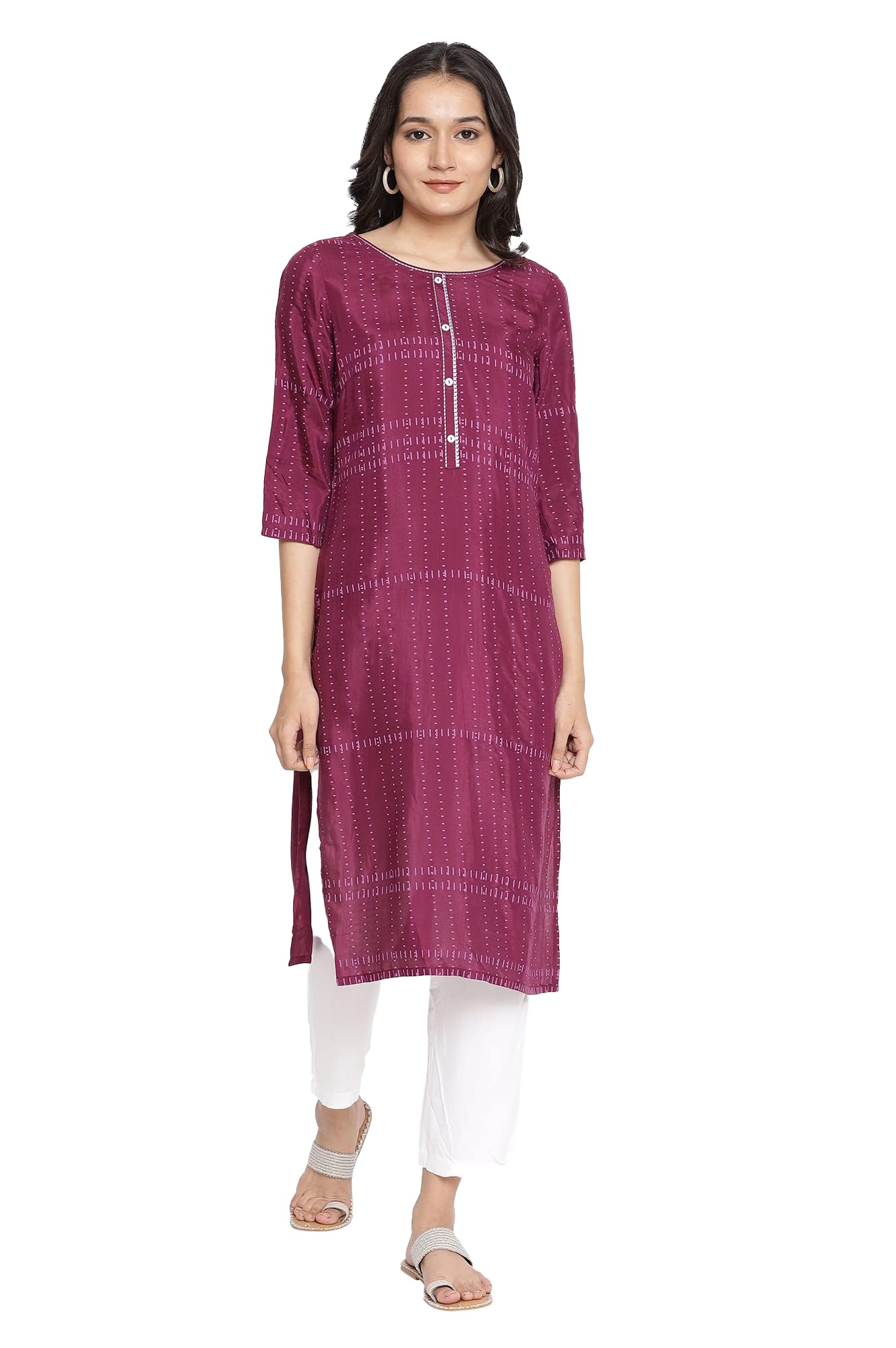 Aurelia Red Geometric Printed Printed Regular Kurta For Women