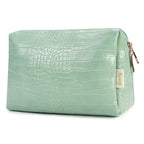 Narwey Large Vegan Leather Makeup Bag Zipper Pouch Travel Cosmetic Organizer for Women (Large, WX-Green)