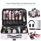 OEWOER Large Makeup Case PU Leather Makeup Bag 3 Layers 16 Inches Professional Makeup Train Case Cosmetic Bag Travel Make Up Bru