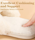 Ankis Women White Fuzzy Fluffy Slippers Soft cozy Plush Memory Foam Slipper Open Toe Bedroom comfy cross Band for Womens