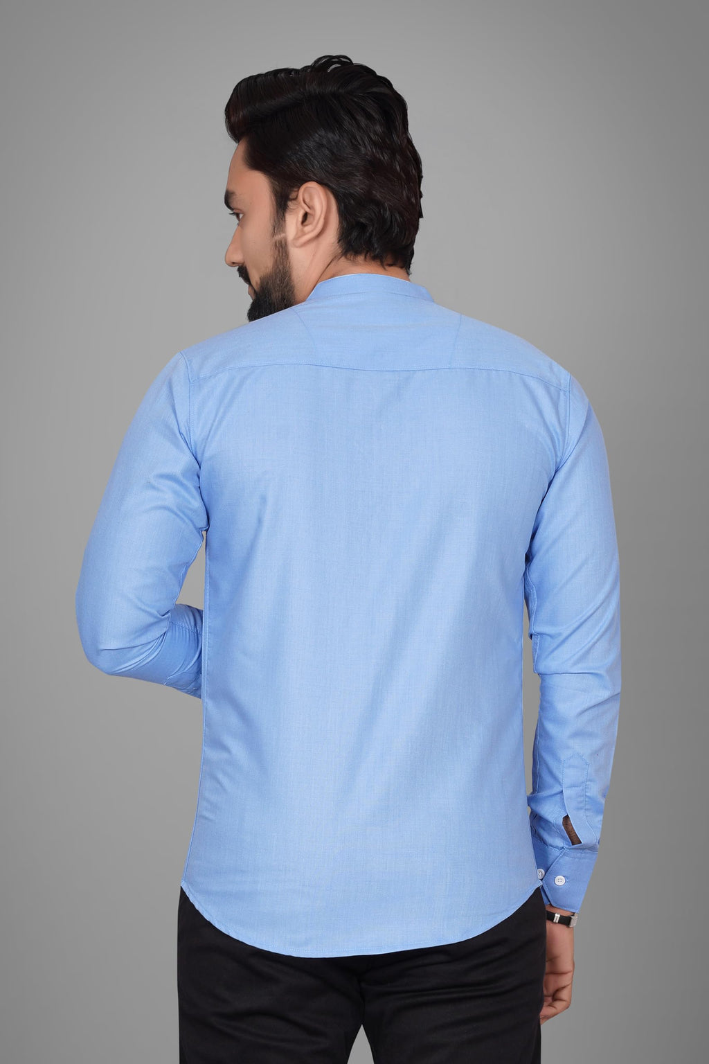 Besix MenS Cotton Solid Shirt With Mandarin Collared Full Sleeve Button Closure Curved Hem Straight Length And One Pocket | Mdr