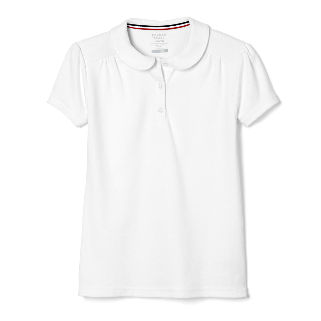French Toast girls Short Sleeve Peter Pan Collar School Uniform Polo Shirt, White, 4 5 US