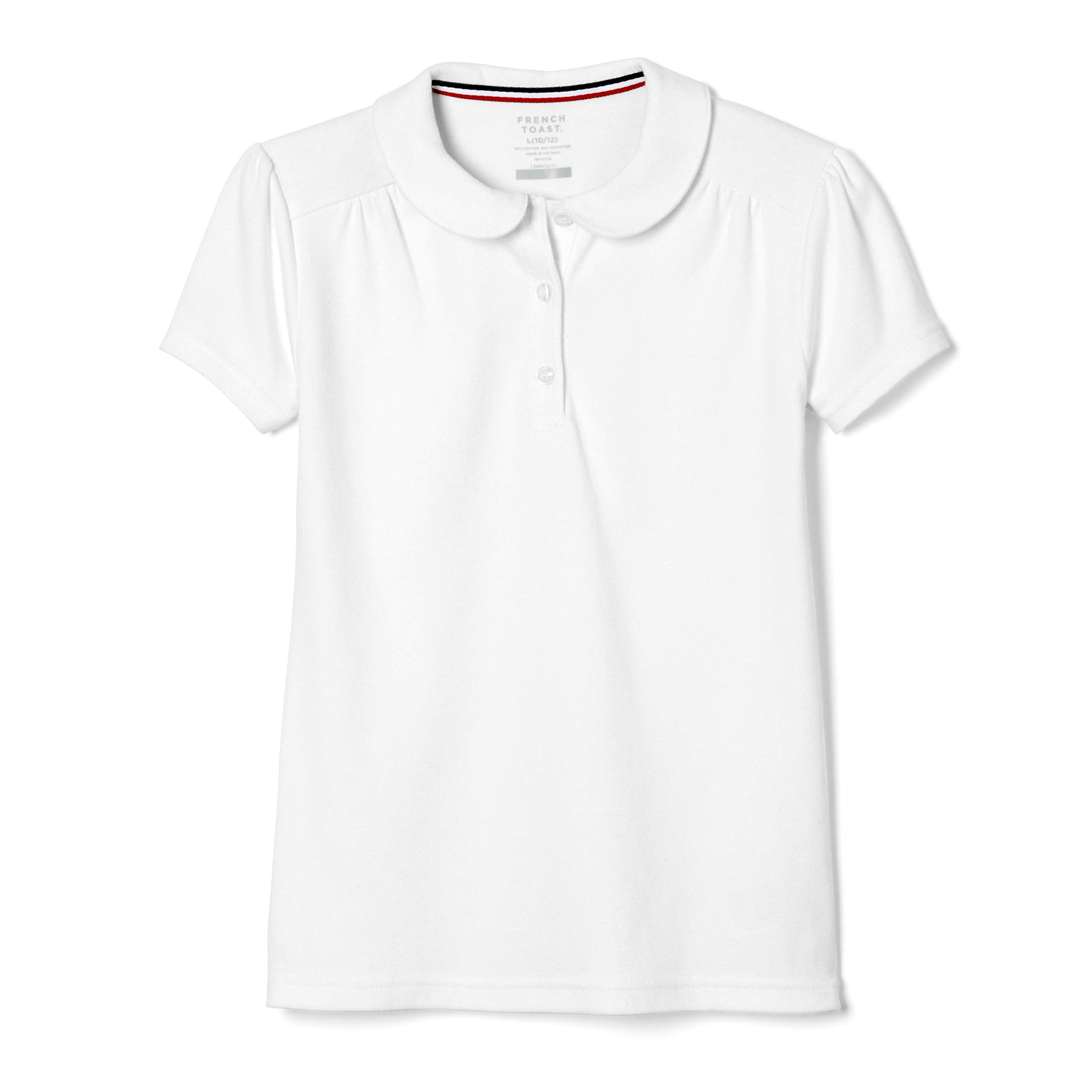 French Toast girls Short Sleeve Peter Pan Collar School Uniform Polo Shirt, White, 4 5 US