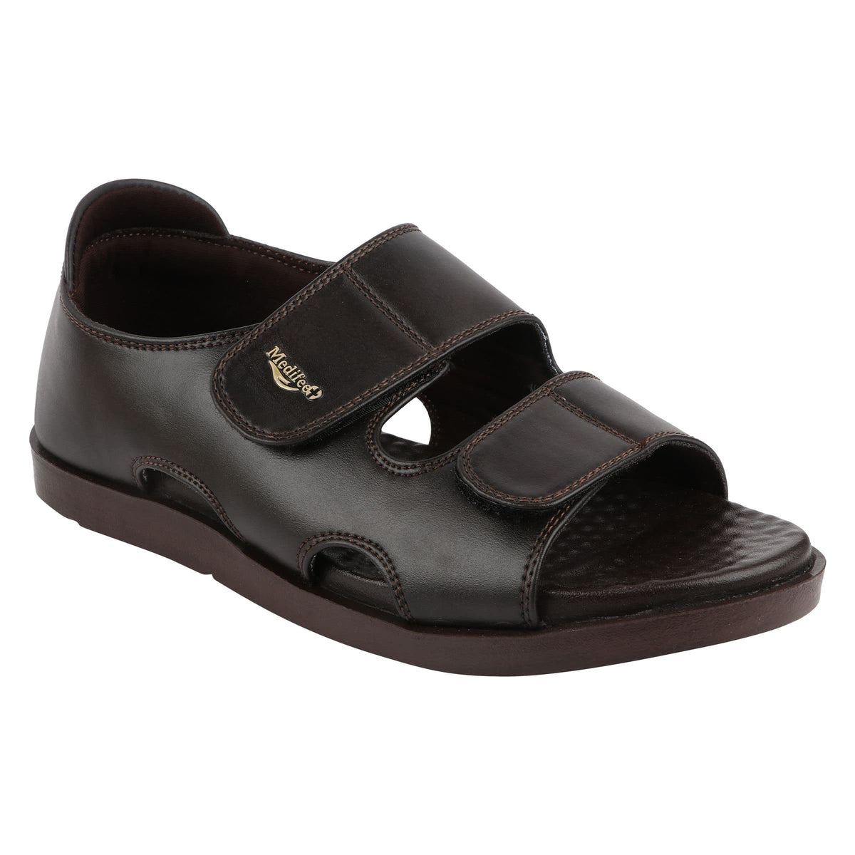 Medifeet Mens Brown Double Strap OpenToe Sandals (numeric_8) 8