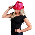 Blinkee LED Flashing Fedora Hat with Pink Sequins