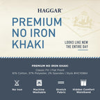 Haggar Mens classic Fit Flat-Front Hidden Expandable Waistband Premium No Iron Khaki, 38W x 29L - Dark grey