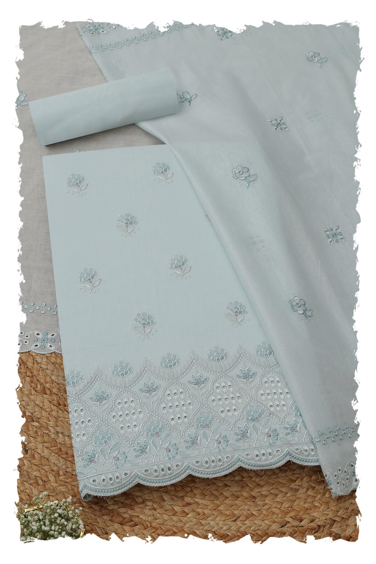 Soch Women Cotton Floral Dress Material with Thread Work