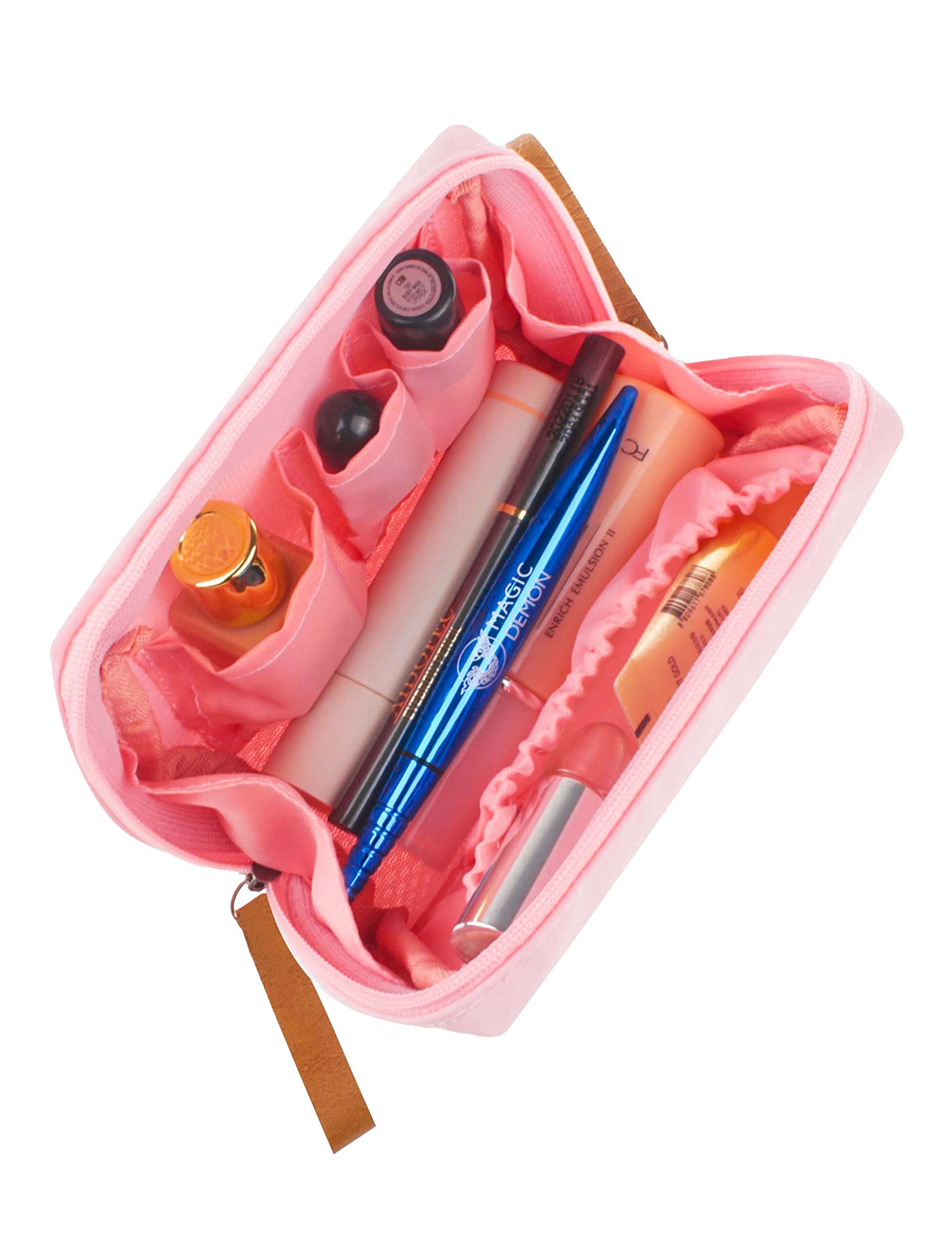 Kososuru Small Makeup Bag, Portable Waterproof Cosmetic Bag Travel Makeup Pouch for Women (Pink, Square)