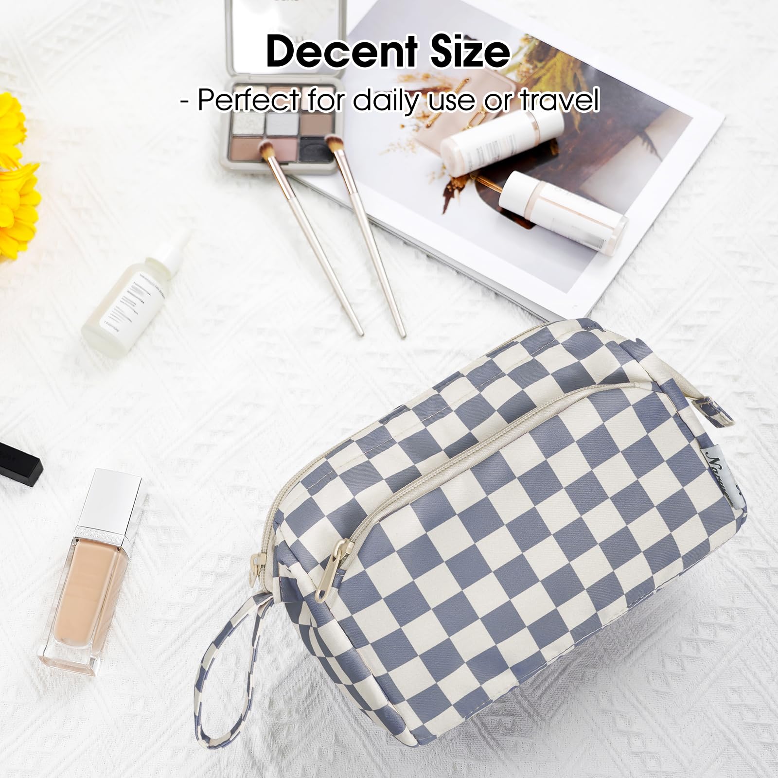 Narwey Large Women Makeup Bag Wide-open Make up Bag Travel Cosmetic Organizer Toiletry Bag for Cosmetics Toiletries Accessories