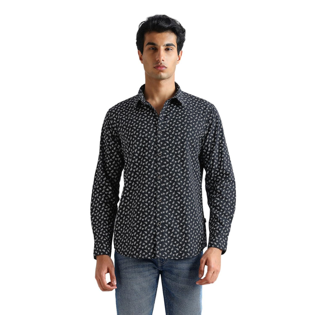 Black Floral Full Sleeved Shirt