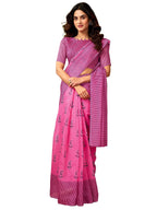 Satrani WomenS Chanderi Cotton Printed Ready To Wear One Minute Pre Pleated Readymade Saree With Unstitched Blouse Piece (32Rs2