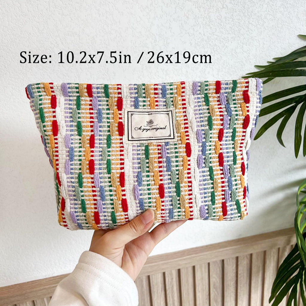STARDW Cute Makeup Bag Aesthetic Cosmetic Bags for Women Girls, Travel Toiletry Bag Large Capacity Zipper Makeup Pouch, Purse