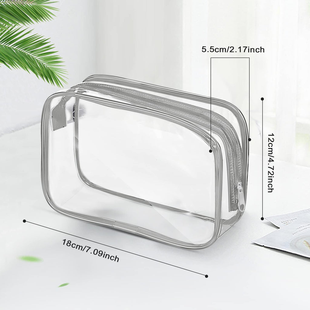 Saintrygo 18 Pack Clear Makeup Bags 7 x 5 PVC Cosmetic Bag Plastic Zippered Pouches Portable Toiletry for Women Men Travel Vacat