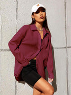 CB-COLEBROOK Oversized Textured Beach Summer Shirt for Women | Shirt for Women Stylish Western | Women Long Shirt Top | Women Ca