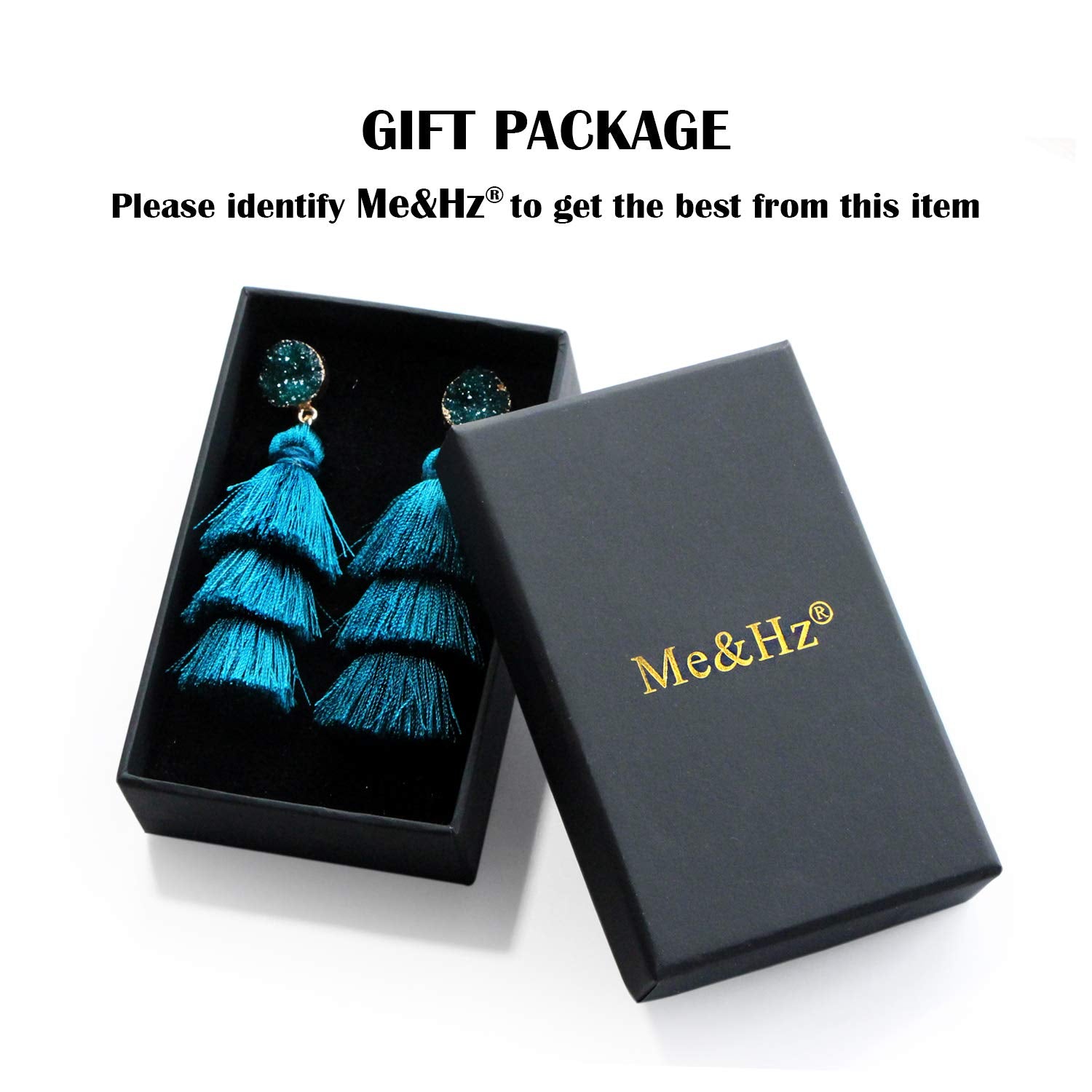 Me&Hz Fashion Tiered Tassel Dangle Earrings for Women Gemstone Studs Statement Boho Long Fringe Drops Birthday/Christmas/Party J