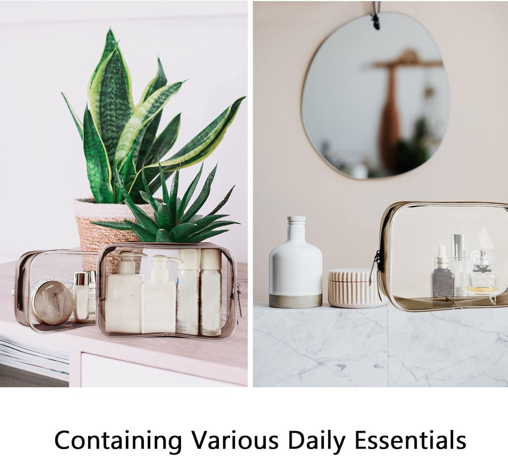 Clear Pouch Small, Clear Makeup Bag, 6.6x2.3x4.7 Size TSA Approved Toiletry Bag, Clear Travel Bags for Toiletries, Clear Cosmeti