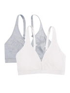 Fruit of the Loom Women's Wirefree Cotton Bralette, Heather Grey/White, 40DDD