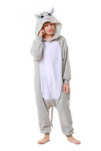 CANASOUR Cat Onesie Kids Halloween Cosplay Costume Girls One Piece Pjs Anime Unisex Hoodie Pajamas Grey For 8-10 Years Boys Part
