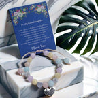 DOLON Handmade Rhinestone Crystal Multi Color Stones Beaded with Heart Granddaughter Charm Bracelet Gift Adjustable for Birthday