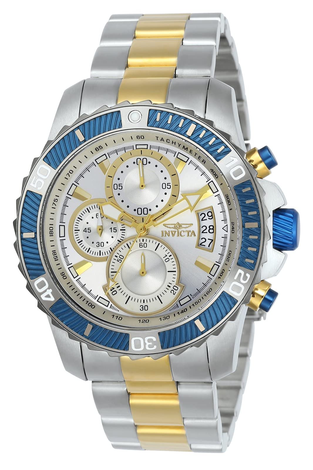 Invicta Pro Diver Chronograph Two Tone Stainless Steel Silver Dial Quartz 23994 100M Men's Watch