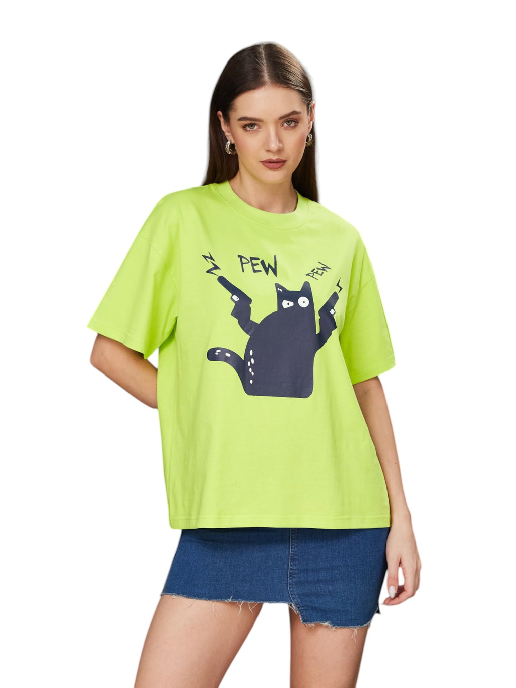 Miss Chase Womens Round Neck Half-Sleeve Cotton T-Shirt (MCSS25TP98-22-311-06, Lime Green, XL)