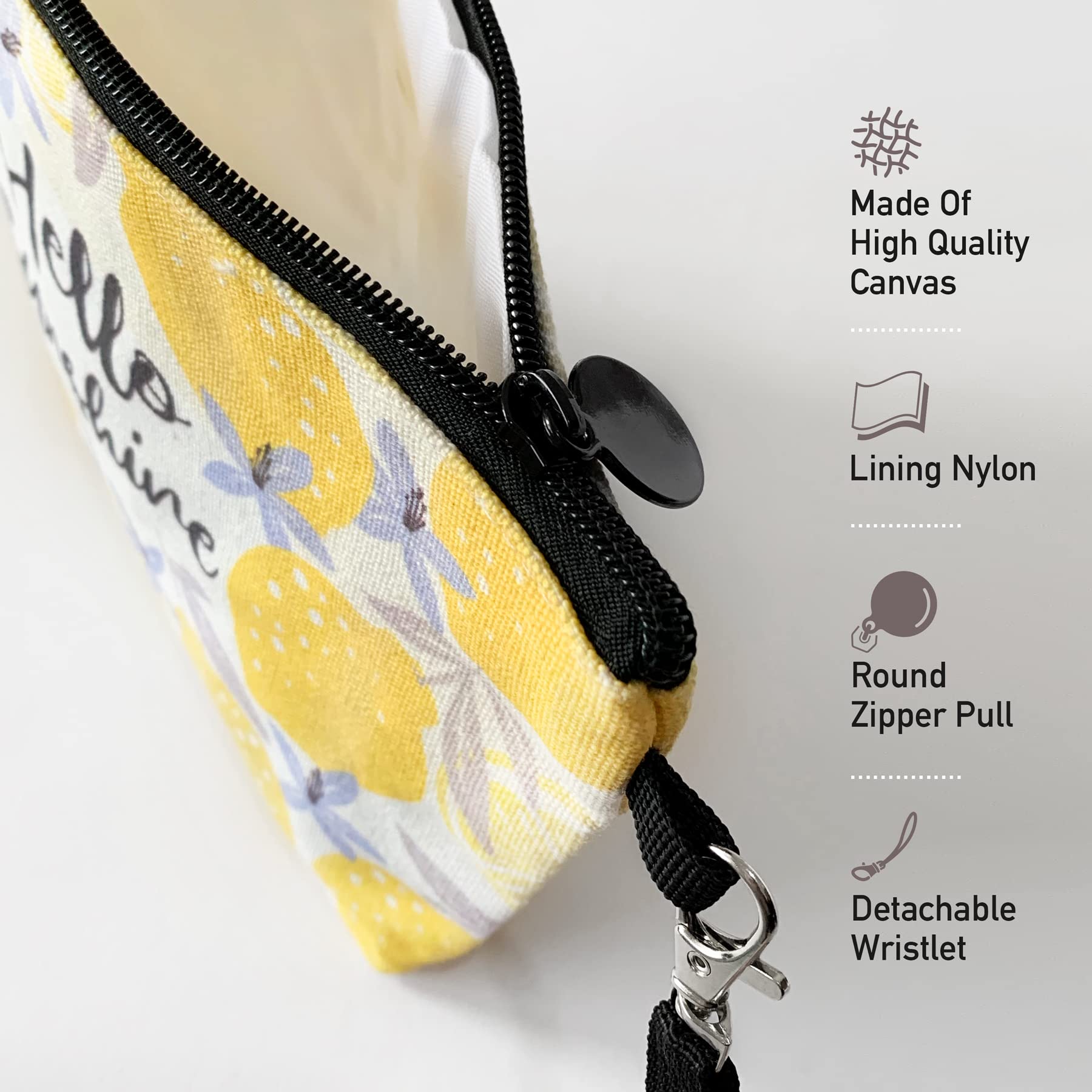Hglian Lemon Travel Makeup Bag,Inspirational Cosmetic Toiletry Accessories Organizer,Cute Zipper Pouch for Purse,Gifts for Women