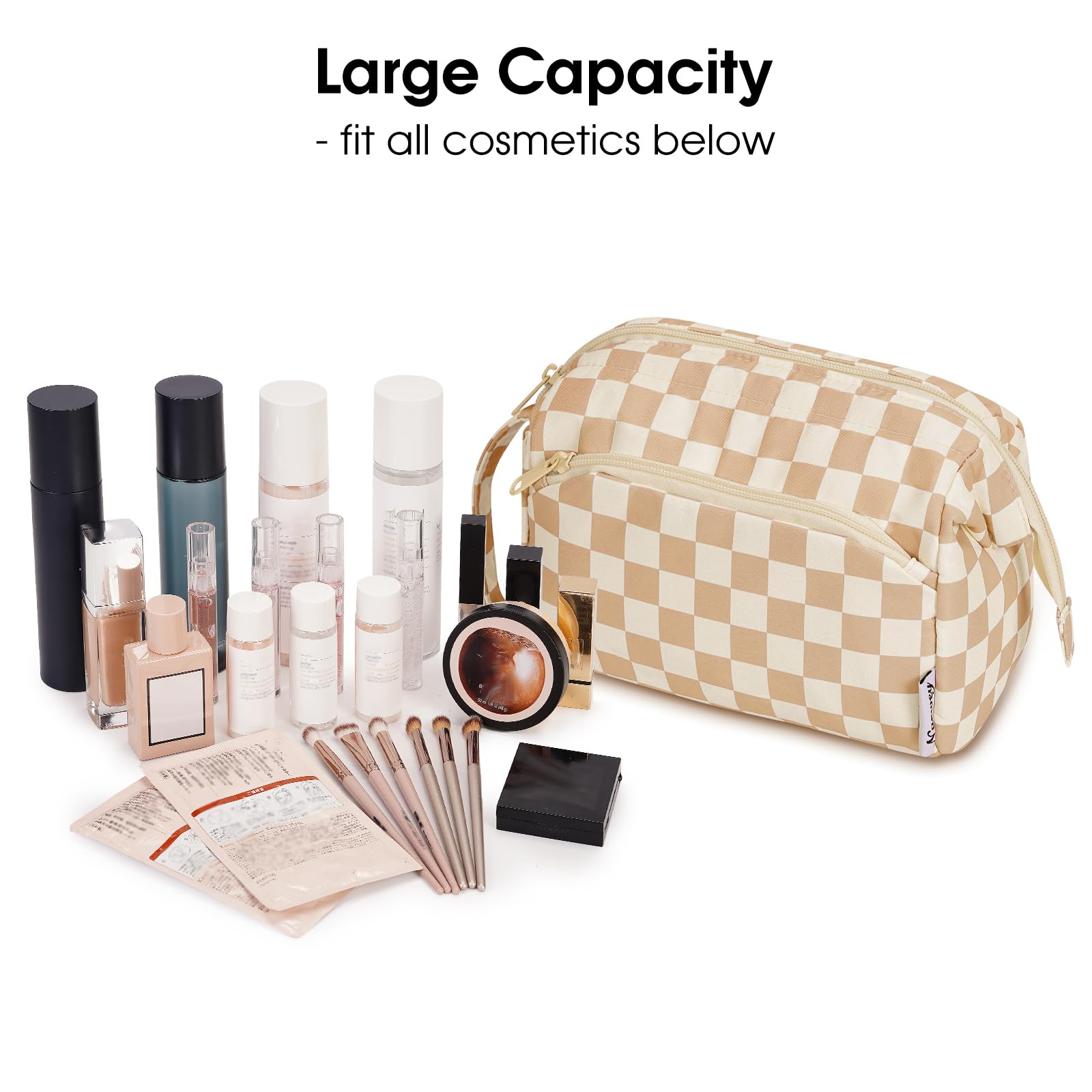 Narwey Large Women Makeup Bag Wide-open Make up Bag Travel Cosmetic Organizer Toiletry Bag for Cosmetics Toiletries Accessories