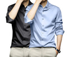 Deelmo Combo Of MenS Stylish Solid Satin Casual Shirt For Men Full Sleeves| Poly Satin Silk Shirt Pack Of 2