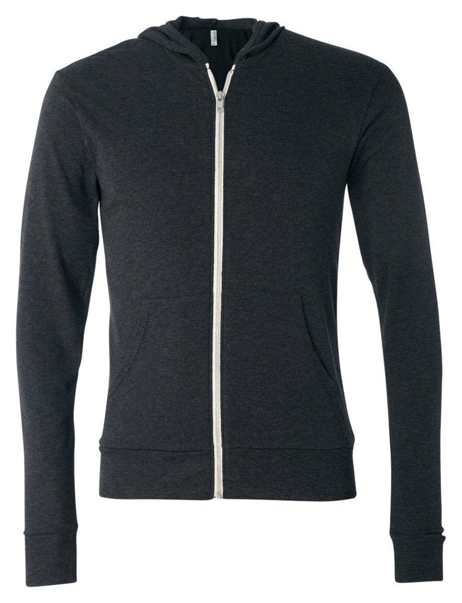 Unisex Triblend Full-Zip Lightweight Hoodie - cHAR BLK TRIBLND - XS(D0102H7WXcX)