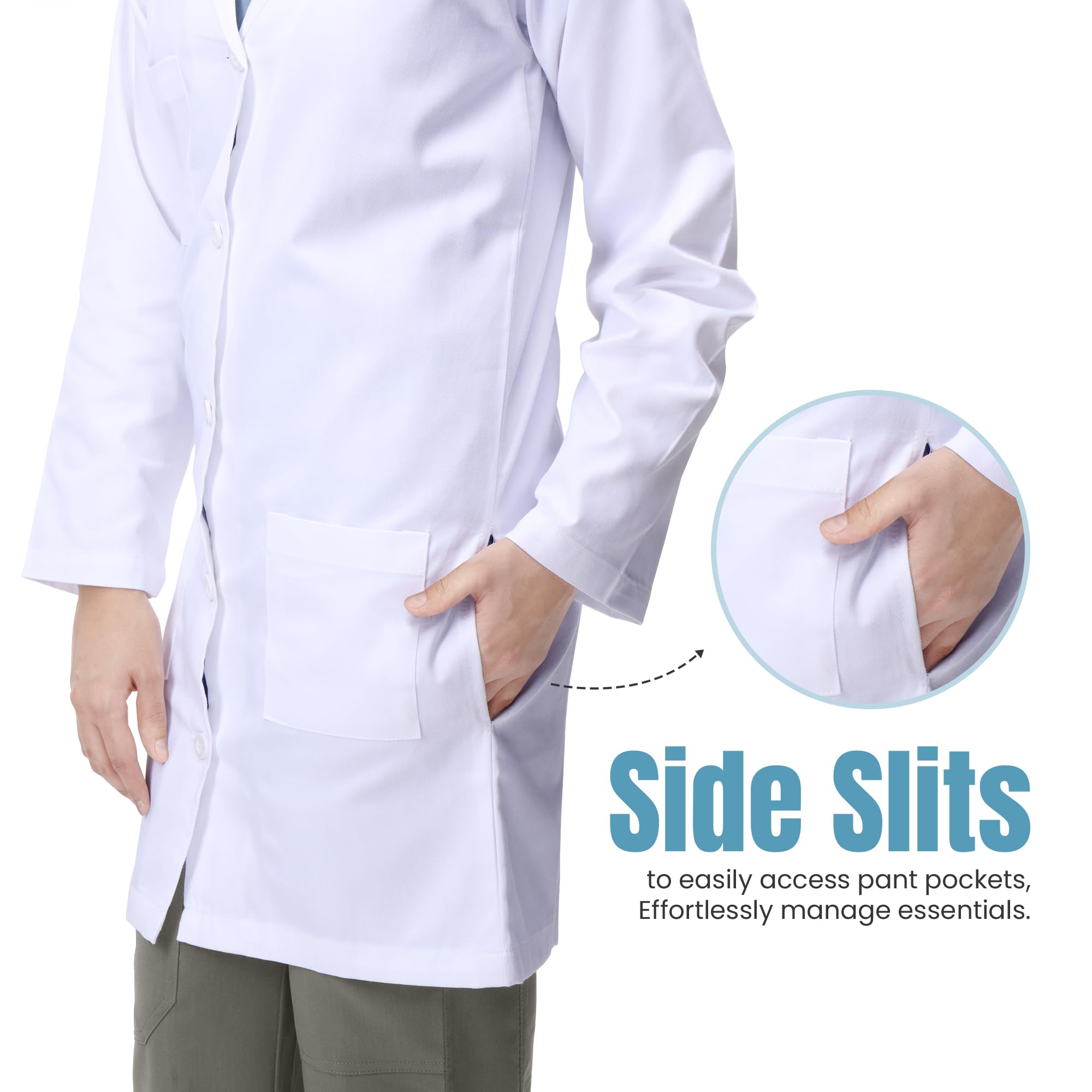 NY Threads Professional Lab Coat for Men Long Sleeve Poly Cotton Medical Coat 1 Pack, Large, White