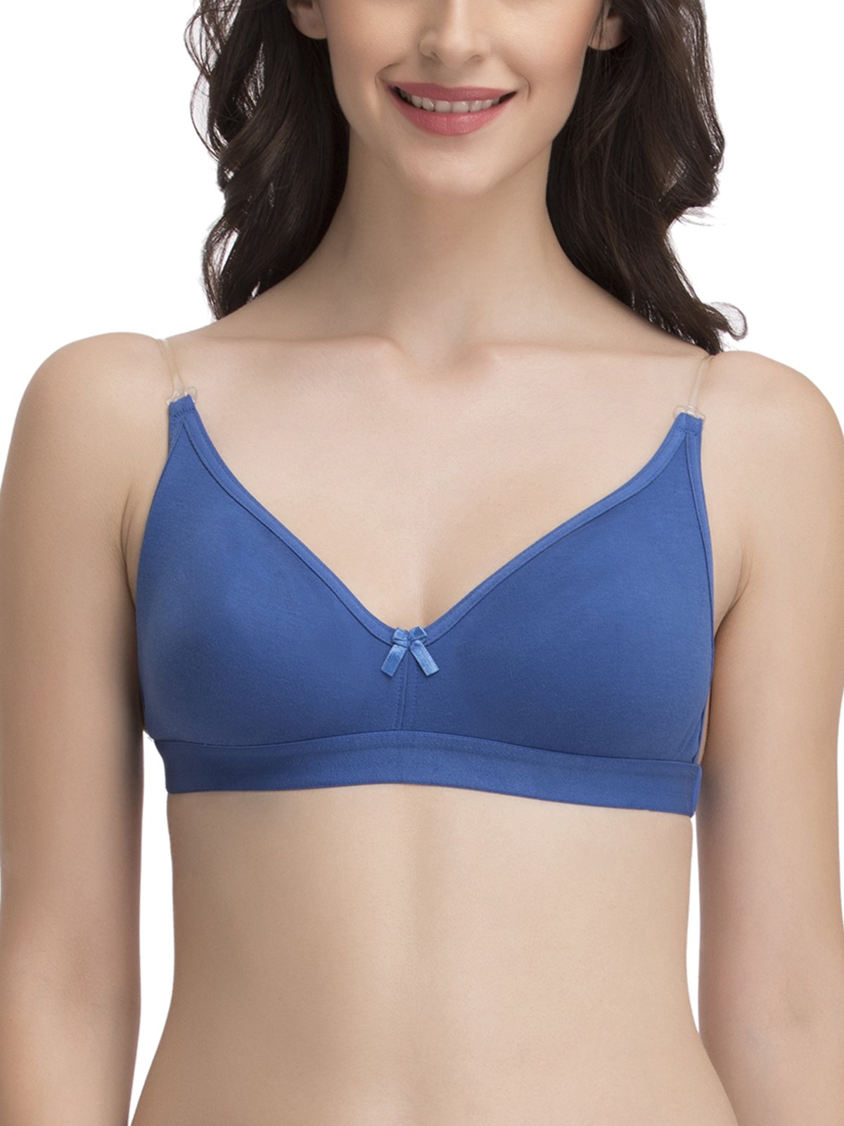 Clovia Womens Cotton Non Padded Wire Free T-Shirt Bra (Br0376P08_Blue_36B)