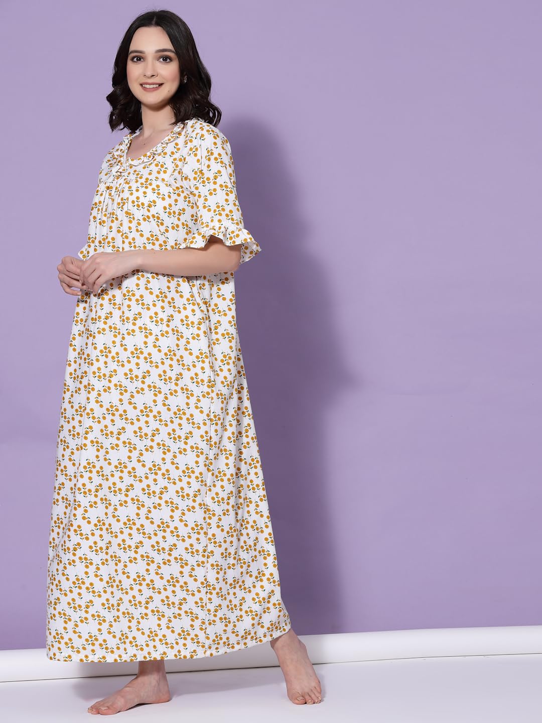 OOMPH! Cotton Blend Nighty for Womens | Night Gown | Nighty | Nightdress | Maxi Dress | Sleepwear | Gown for Women | Nighties |