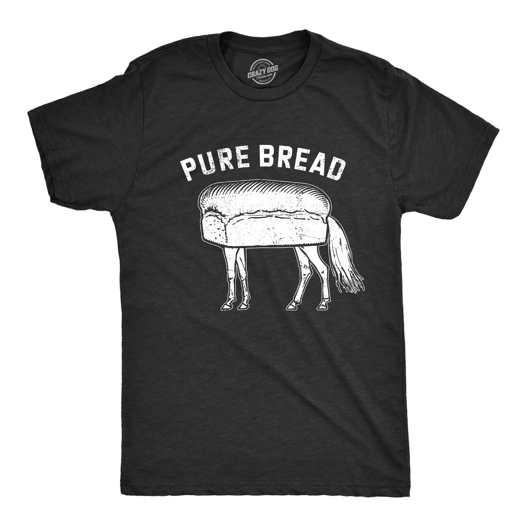 Mens Pure Bread T Shirt Funny Horse Loaf Joke Tee for Guys Funny T Shirts Animal Apparel for Men Cool Food Short Sleeve Novelty 