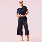 Enamor Womens Relaxed Pants (EA64_Navy Abstract