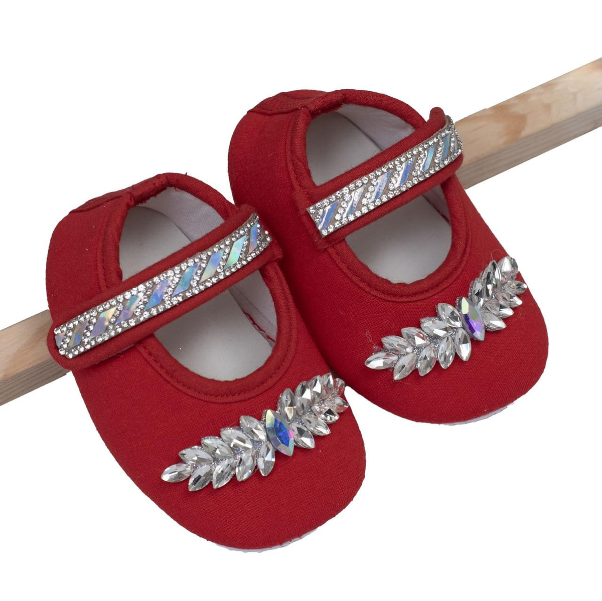 Devishi Booties Embellished With Shimmer Stones  Red (Red, 69 Months) Soft & Comfortable Booties 12