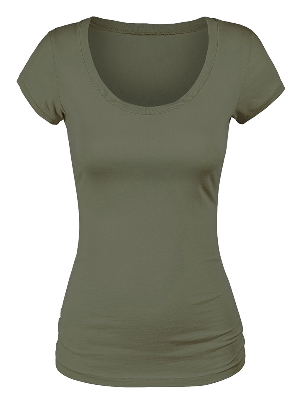 Emmalise Women's Short Sleeve Tshirt Scoop Neck Tee Value Set (3Pk, Olive, Deep Jungle, HTH Gry, Small)