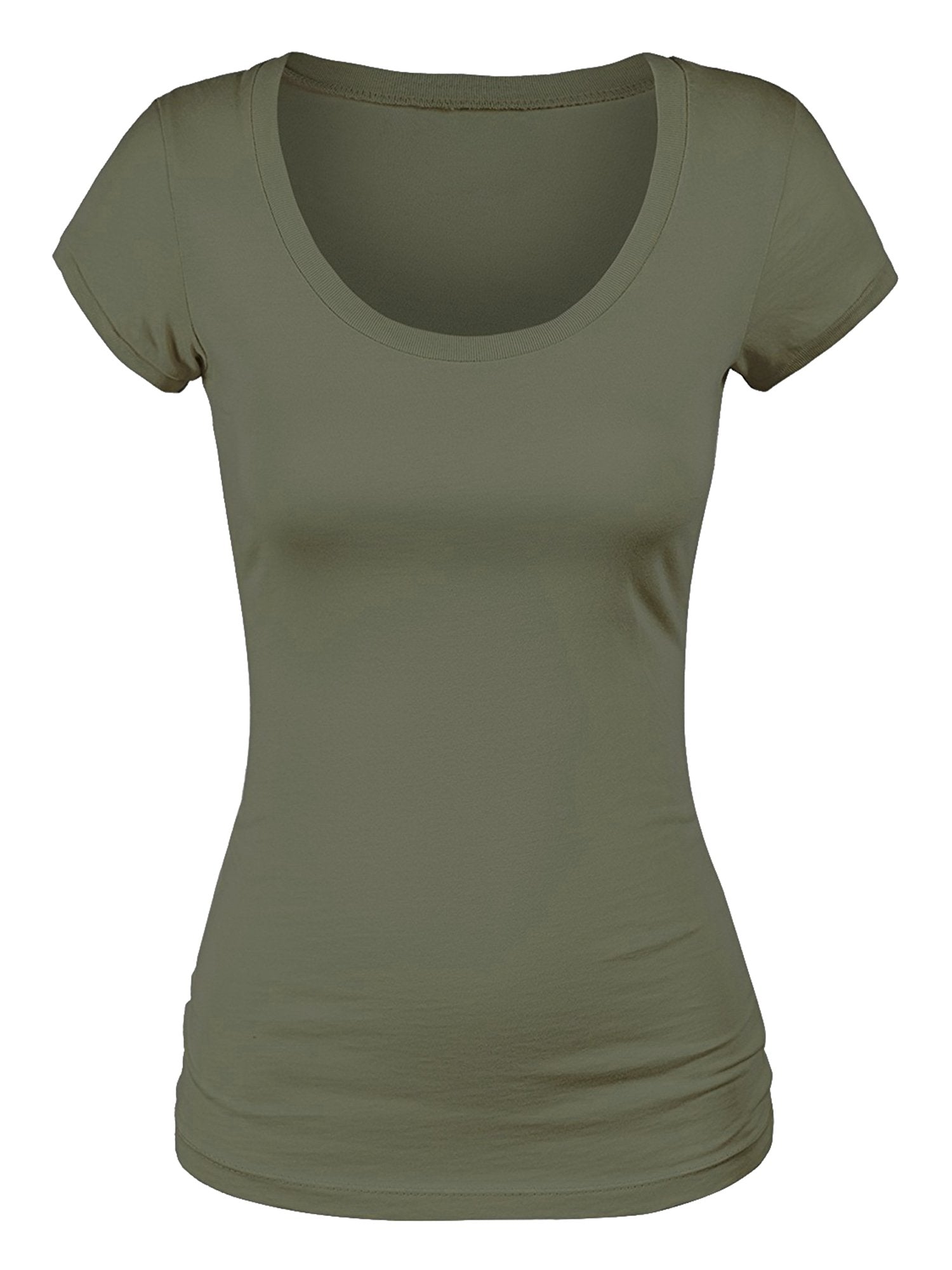 Emmalise Women's Short Sleeve Tshirt Scoop Neck Tee Value Set (3Pk, Olive, Deep Jungle, HTH Gry, Small)