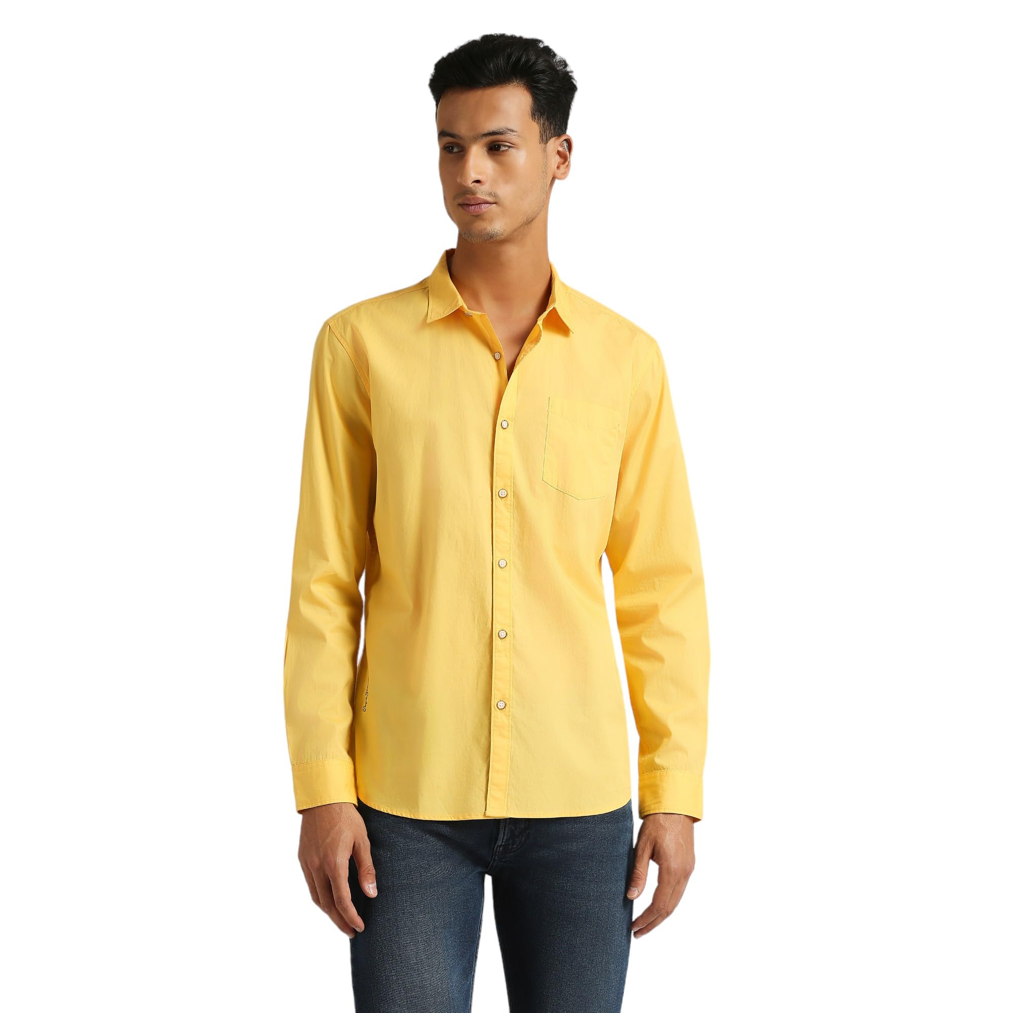 Pepe Jeans Green Solid Single Pocket Long Sleeve Shirt