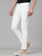 AVANOVA Mens Solid Linen White Trousers Light Business Style Slightly Stretch Straight Leg Pants for Outdoor Casual Daily Trous