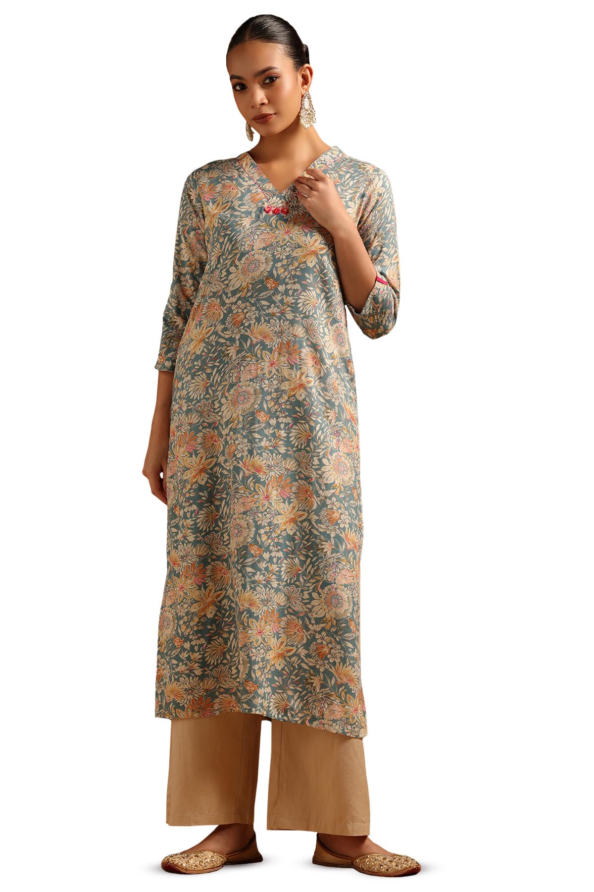 Soch Women Rayon Floral Kurta with Thread Work