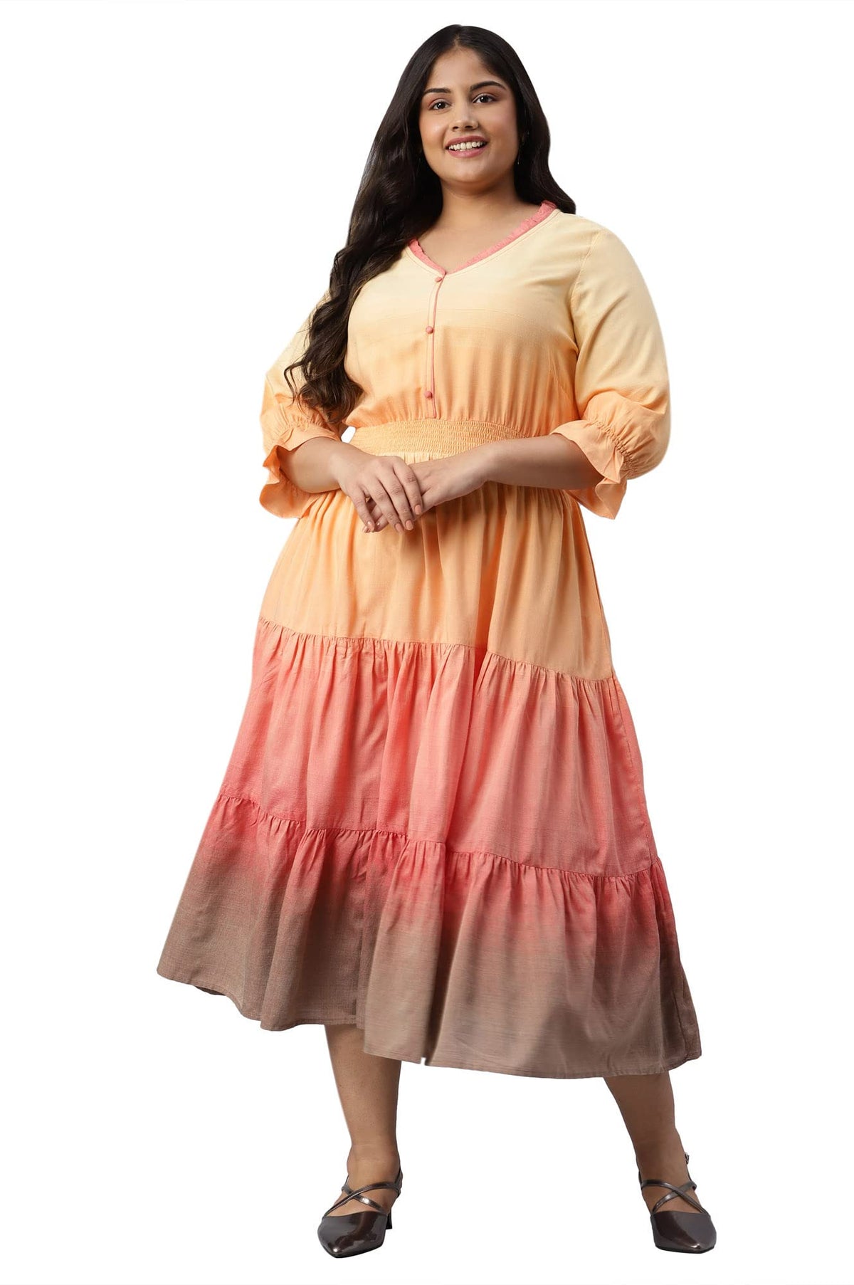 Aurelia WomenS Viscose Fit And Flare Knee-Length Casual Dress (22Aua13564P-702882_Yellow
