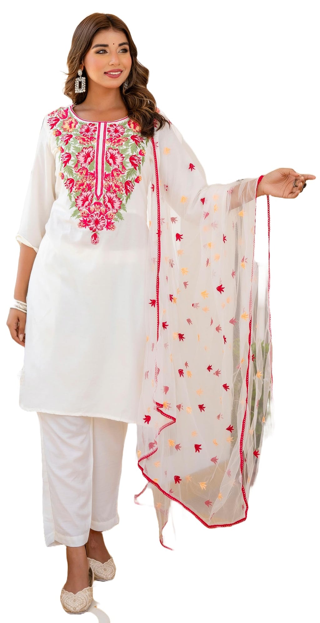 Yashika Women 's Embroidered Cotton Blend Set - This stylish outfit for special and casual wear includes a straight kurta pant w