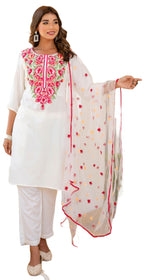 Yashika Women 's Embroidered Cotton Blend Set - This stylish outfit for special and casual wear includes a straight kurta pant w