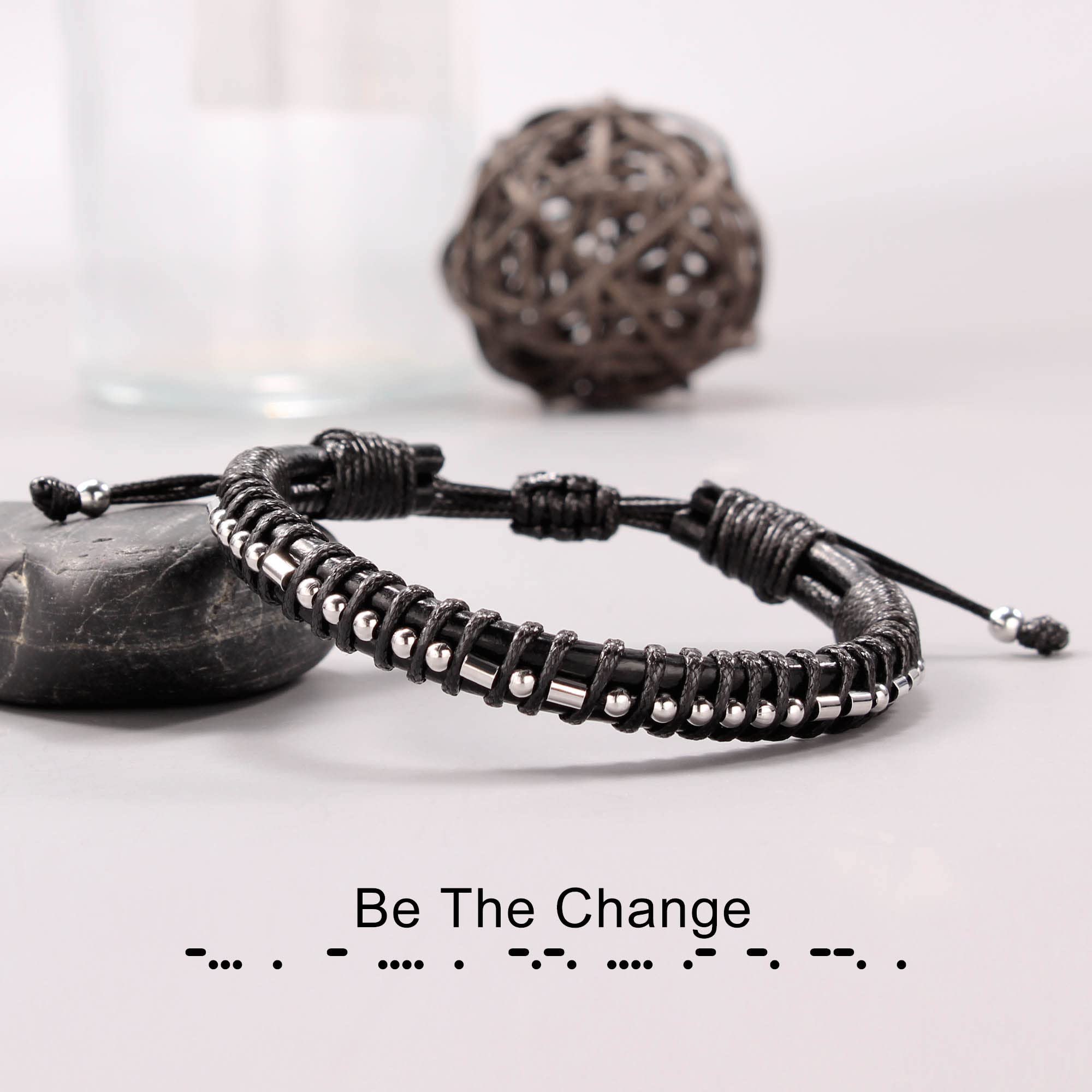 Btysun Graduation Gifts for Him 2024 Men Gifts Idea College High School Morse Code Bracelets for Men Handmade Braided Inspiratio