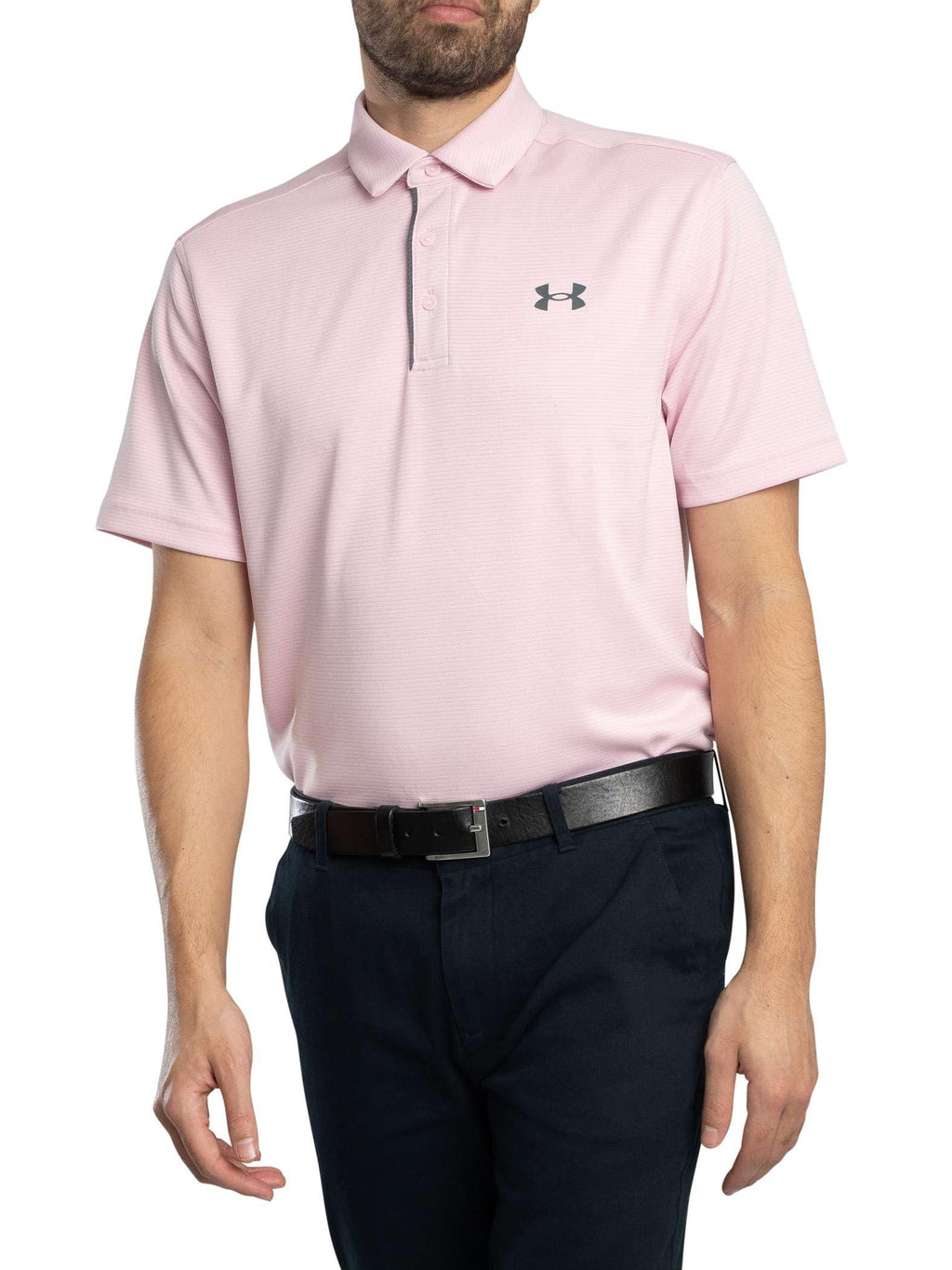 Under Armour Men's Tech Golf Polo, (647) Prime Pink / / Pitch Gray, Large Tall