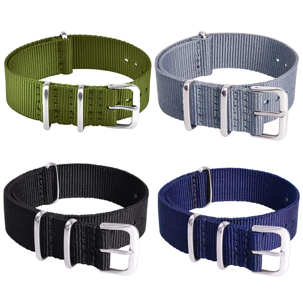 Ritche 22mm Nylon Watch Straps Nylon Replacement Men Women Bands (4 Packs)