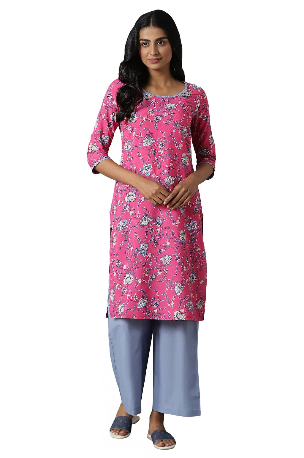 Aurelia Women'S Polyester Kurta & Palazzo (22Onas13026-505120_Pink_Xs)