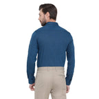 Turtle Men Peacock Blue Cotton Solid Slim Fit Formal Shirts